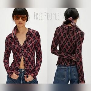 Free People Caught a Feeling Cardi in Red Size Medium NWT